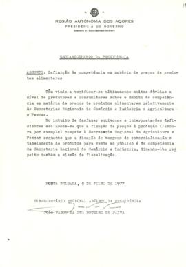 Esclarecimento da Presidência acerca de preços de produtos alimentares