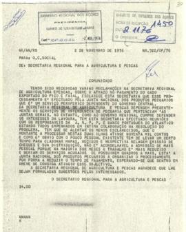 Comunicado sobre o atraso no pagamento do gado exportado da Ilha do Pico e da Ilha do Faial