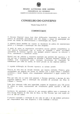 Comunicado do Conselho do Governo de 19 de julho de 1991