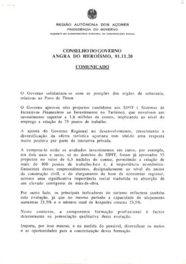Comunicado do Conselho do Governo de 20 de novembro de 1991