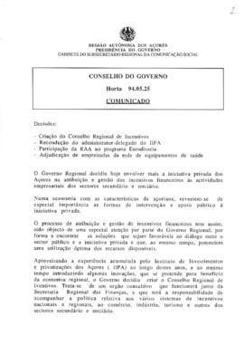 Comunicado do Conselho do Governo de 25 de maio de 1994