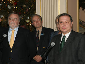 O presidente do Governo em declarações aos Órgãos de Comunicação Social aquando, da audiência, co...