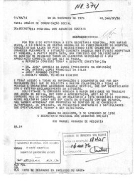 Despachos de nomeação de uma comissão de averiguação de anomalias de funcionamento do hospital da...