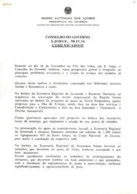Comunicados do Conselho do Governo de 16 de novembro de 1990