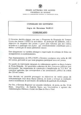 Comunicado do Conselho do Governo de 11 de maio de 1994