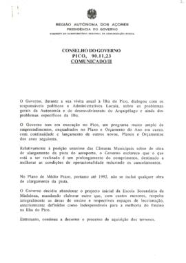 Comunicados do Conselho do Governo de 22 de novembro de 1990