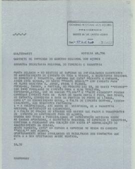 Comunicado acerca do abastecimento de cimento à região