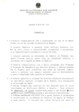 Comunicado do Conselho do Governo de 7 de abril de 1987