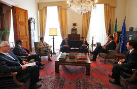 A Direção da Câmara do Comércio e Indústria de Ponta Delgada em audiência, com o presidente do Go...