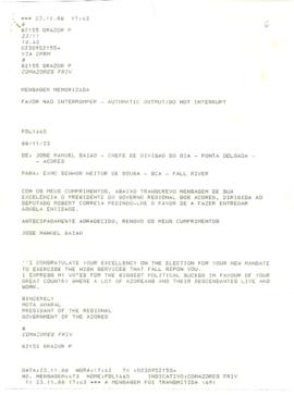 Mensagem de congratulação ao Congressista Robert Correia por reeleição pelo Estado de Rhode Island