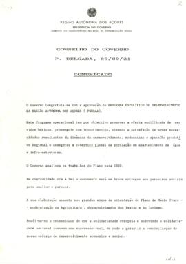 Comunicado do Conselho do Governo de 21 de setembro de 1989