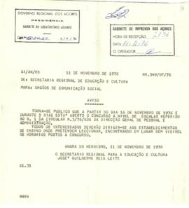 Divulgação de concurso público para professores.