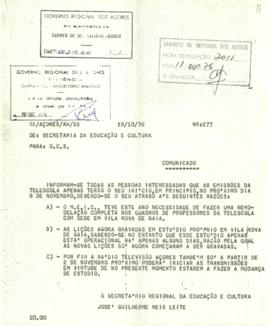 Aviso às pessoas interessadas sobre o início das emissões da telescola.