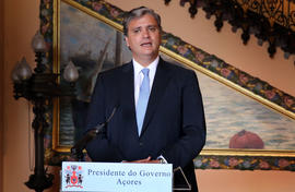 Declarações do presidente do Governo Regional aos meios de comunicação social, após a audiência, ...