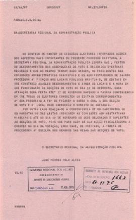 Informação aos cidadãos eleitores acerca dos aspetos mais importantes do processo eleitoral a dec...