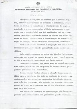 Nota oficiosa acerca da normalização do abastecimento de peixe a preços acessíveis