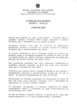 Comunicado do Conselho do Governo de 23 de janeiro de 1991