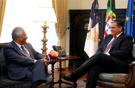 O candidato às eleições primárias no Partido Socialista, António Costa, em audiência, com o presi...