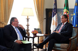 O presidente da Direção da Federação Agrícola, Jorge Rita, em audiência, com o presidente do Gove...