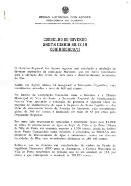 Comunicados do Conselho do Governo de 19 de dezembro de 1990
