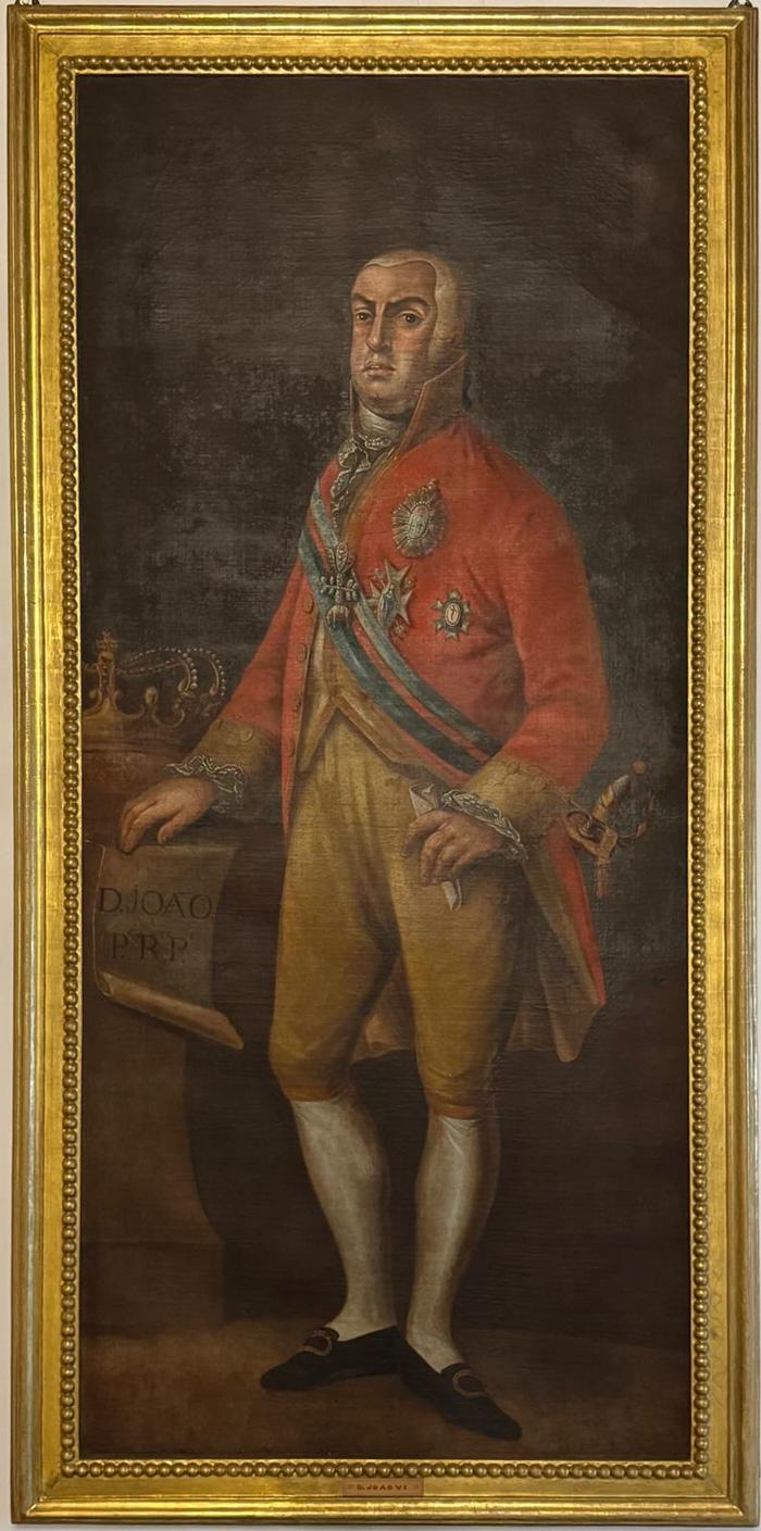Retrato de D. João VI. Pintura com moldura.