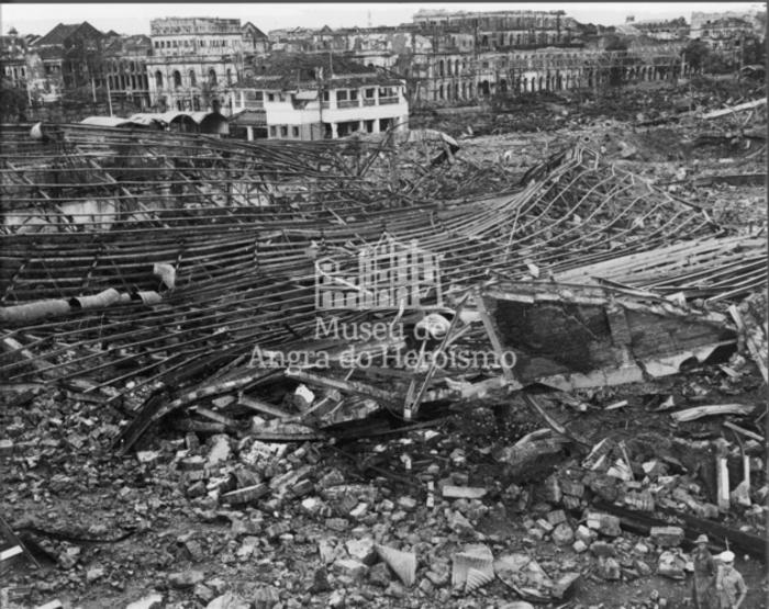 "Bomb damage to Rangoon docks"