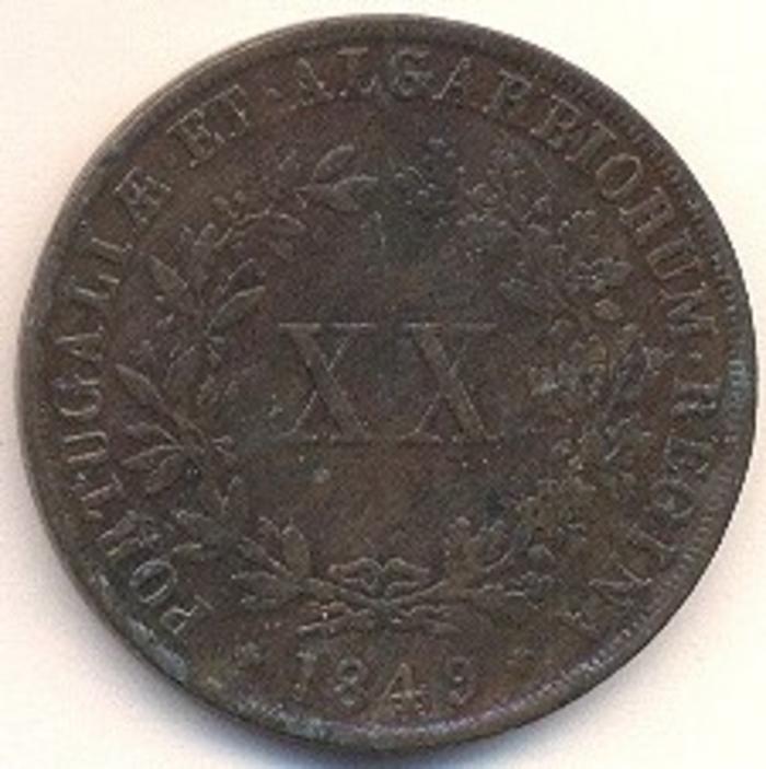 Moeda 20 Réis, D. Maria II