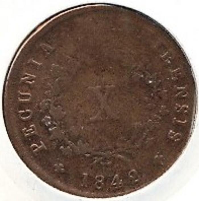 Moeda 10 Réis - Madeira, D. Maria II