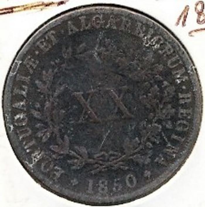 Moeda 20 Réis, D. Maria II