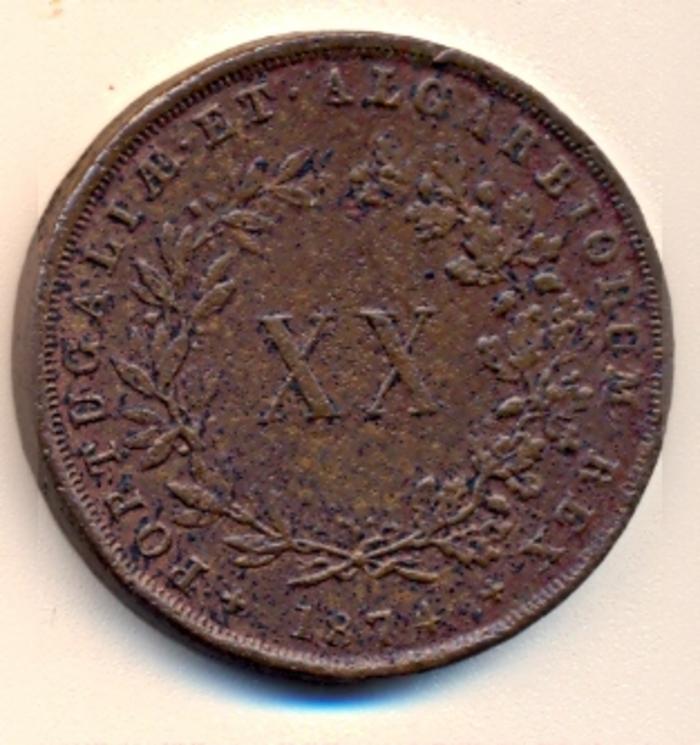 Moeda 20 Réis, D. Luís I 